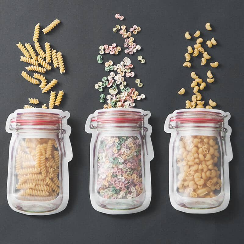 Jar Shape Food Storage Pouches With Zipper(500ml Storage)- Reusable & Washable - 1 Year Gurantee