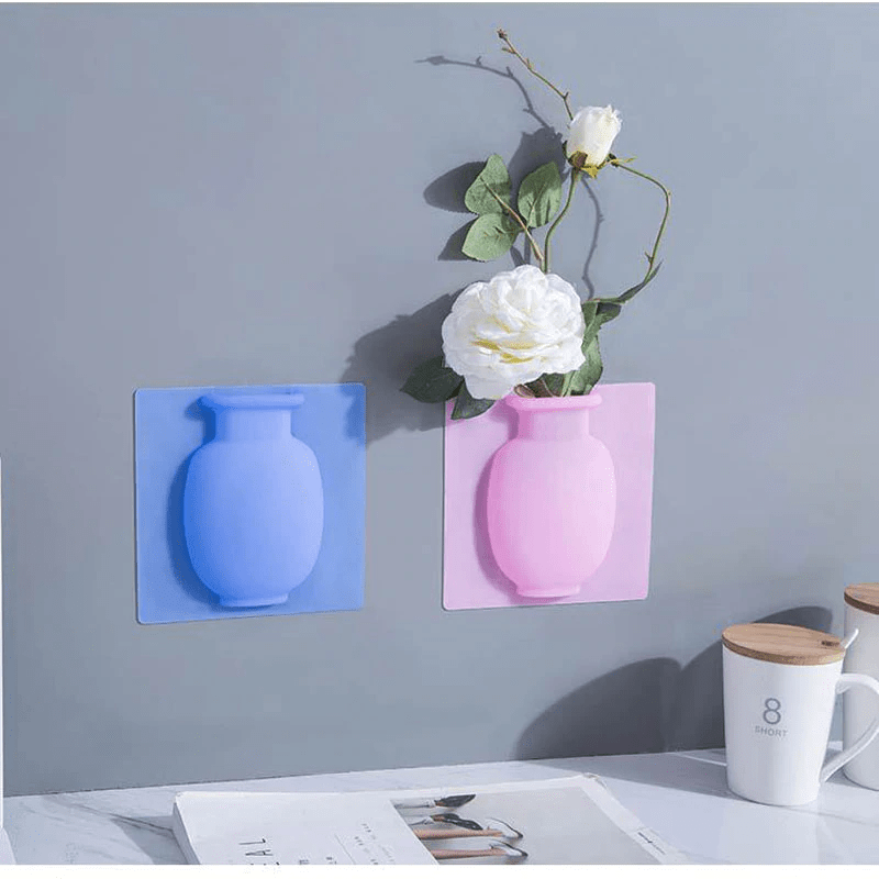 Premium Sticky Silicone Flower Vase:Revolutionize Your Home Decor (Set Of 3 Colors -White,Pink & Blue)
