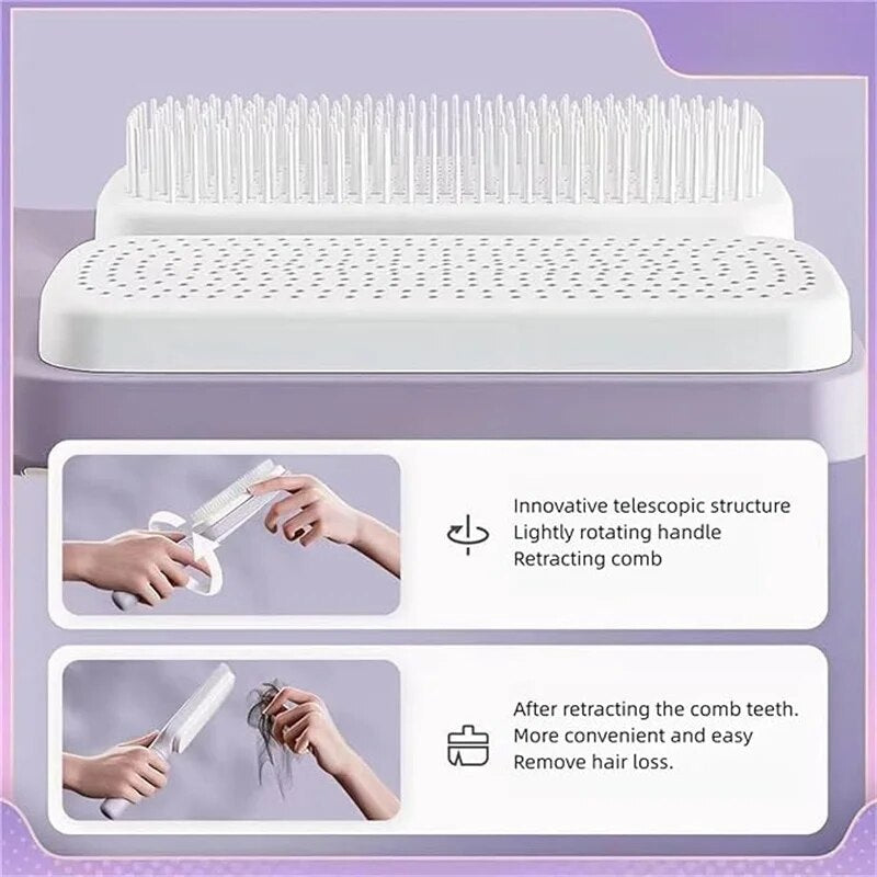 4 In 1 Imported Self-Cleaning Anti-Static Hairbrush